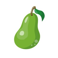 Green pear simple cartoon style vector illustration. Fruit icon. Isolated on white background