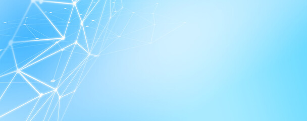 Panoramic abstract dot and triangle connection., The world is connect concept, Digital futuristic minimalism gradient background