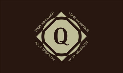 Stylish and elegant graphic monogram with the letter Q in brown tones and space for text. Logo design, business emblem.