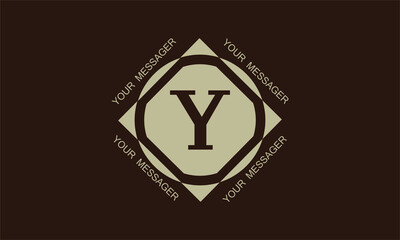 Stylish and elegant graphic monogram with the letter Y in brown tones and space for text. Logo design, business emblem.