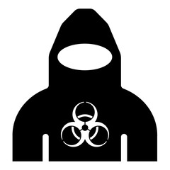 ngi1102 NewGraphicIcon ngi - german: Symbol - Anti-Viren Schutzanzug - Chemikalienschutz - english - biohazard . chemical protection suit - protection suit on white background - square xxl g10276
