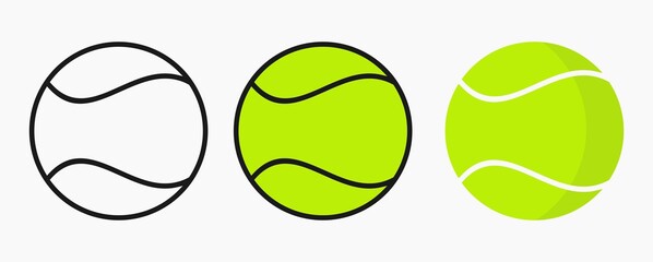 tennis ball icon set vector graphics illustration isolated on whitie