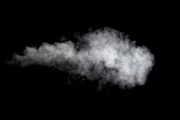 Fotobehang Witte rook geïsoleerd op zwarte achtergrond © raland