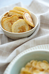Breakfast with pancakes and cereals
