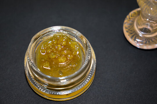 Cannabis Live Resin with a Glass Carb Cap