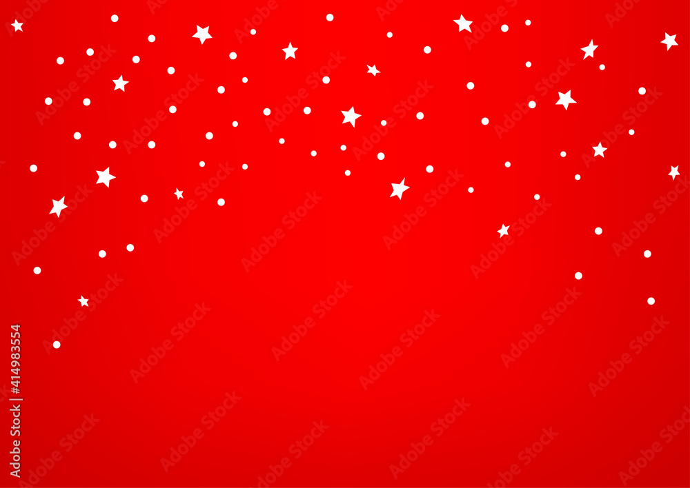 Poster white confetti on red background. design template
