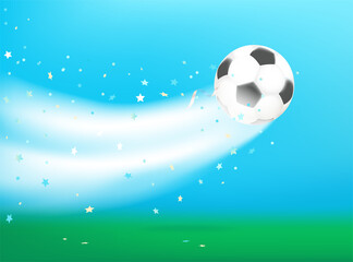 Naklejka premium Soccer ball after kick. Vector concept. Template for a text