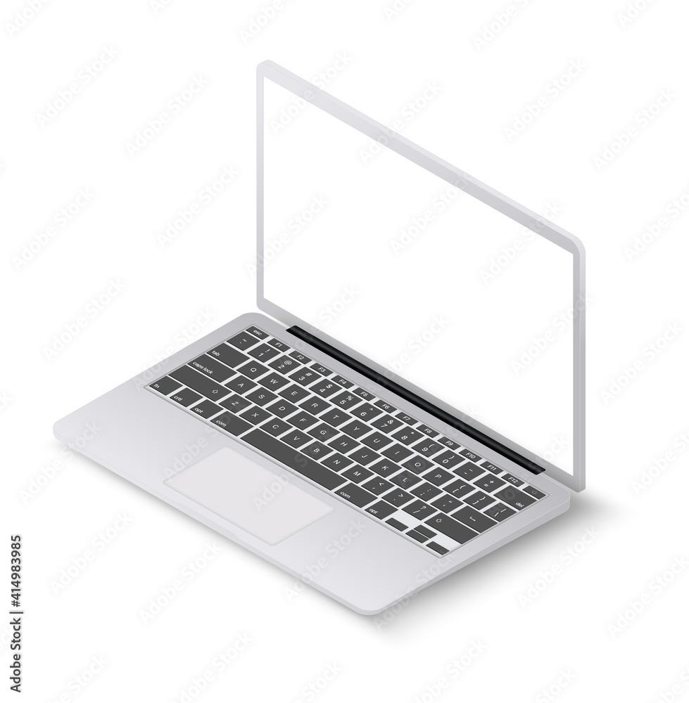 Poster modern laptop computer vector mockup. vector notebook photoreal illustration. isometric vector illus