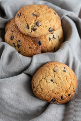 Homemade dark chocolate chip cookies