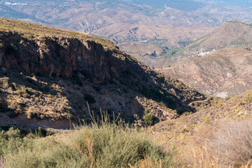 Mountainous landscape of La Alpujarra in southern Spain
