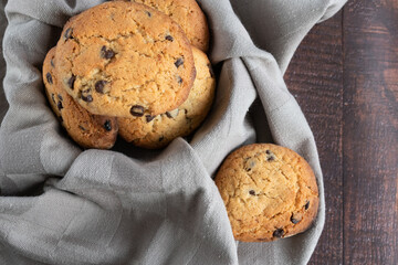 Homemade dark chocolate chip cookies