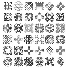 monochrome icon set with Celtic knots ethnic art ornaments