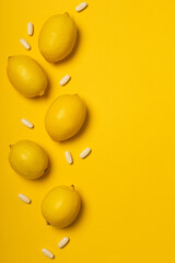 Vitamin C tablets and fruits