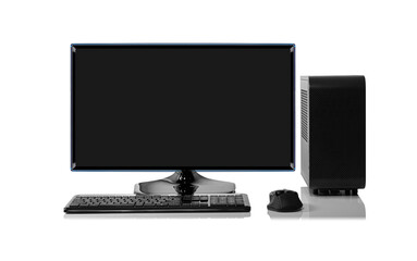 Desktop personal computer isolated on white background.