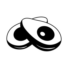 AVOCADO drawing. Black icon isolated on white background. Healthy food, tropical fruit. Flat cartoon vector Illustration.