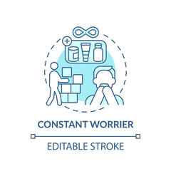 Constant worrier concept icon. Purchases for holiday idea thin line illustration. Clutter of people buying. Must save everything things. Vector isolated outline RGB color drawing. Editable stroke