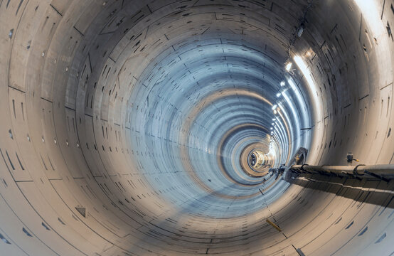 Fototapeta Built subway tunnel without rails in Moscow, Russia.