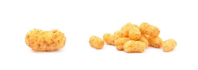 Peanut, corn puffs isolated with white background