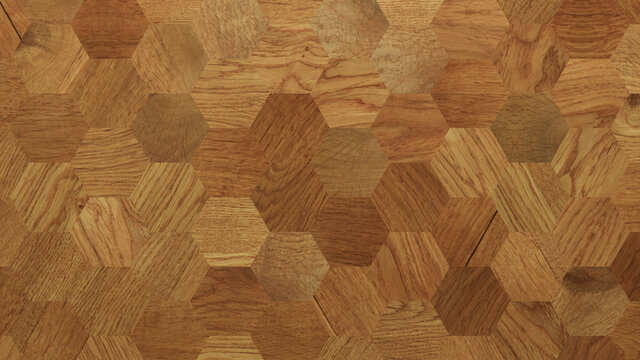 Wood Texture background. Parquet Wallpaper with a Light and Dark Timber Hexagon tile pattern.