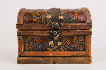 old wooden chest with a closed lock