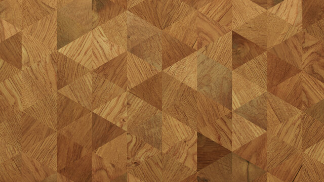 Wood Texture background. Parquet Wallpaper with a Light and Dark Timber Triangle tile pattern.