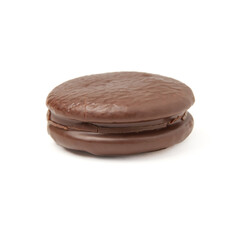 Chocolate cake chokopie isolated on a white background side view