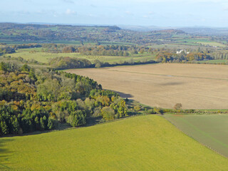 Aerial view of the fields at Monks Down in Wiltshire	