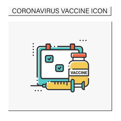 Vaccine schedule color icon. Vaccination timetable. Clinical trial. Cure search, vaccine development. Stop coronavirus pandemic. Fight against Covid19 disease. Isolated vector illustration