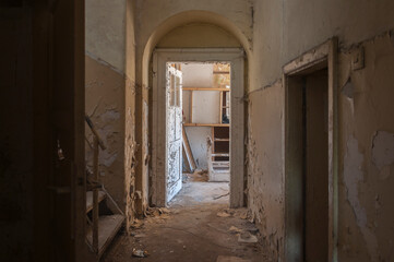 Abandoned palace with a piano in Bratoszewice, Poland 