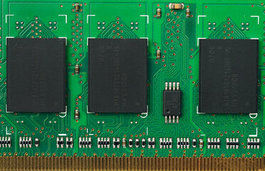 Internal random access memory of a laptop. Macro and close up shoot.	