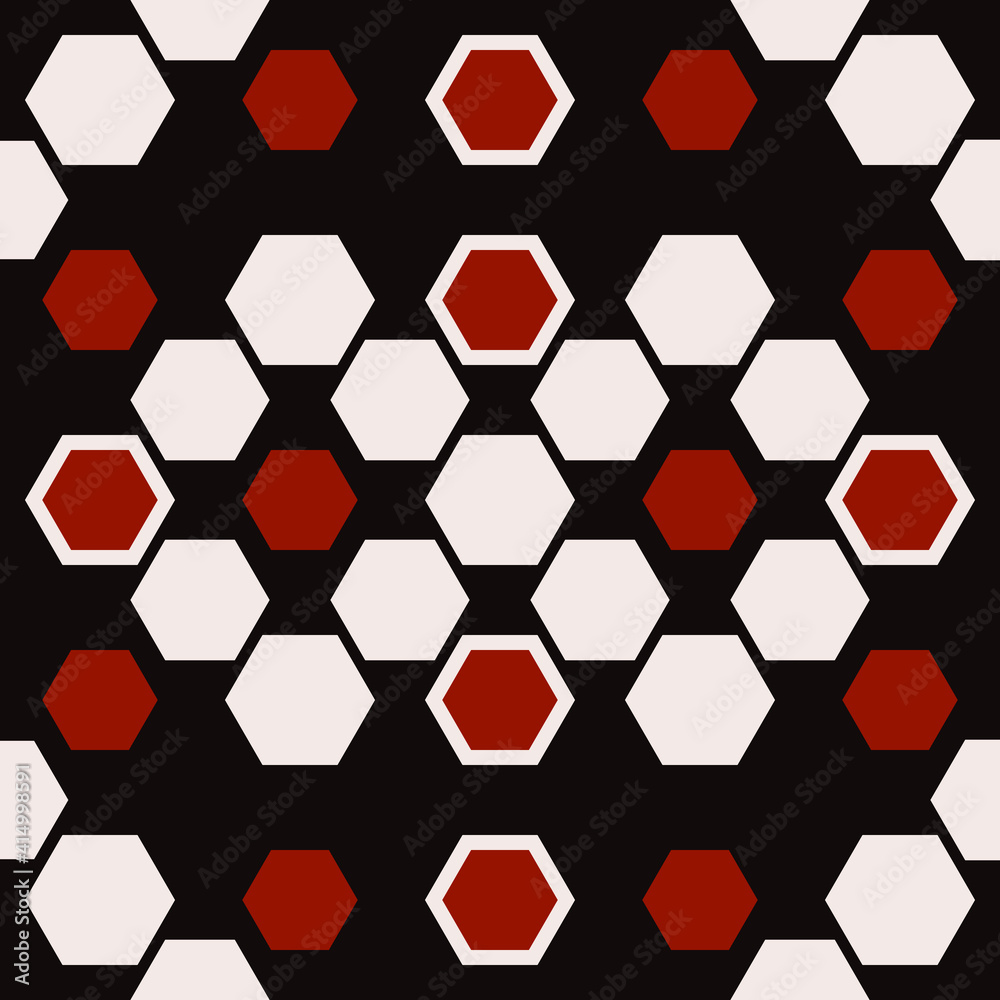 Aufkleber Hexagonal red white shapes pattern. Vector pattern red and white.