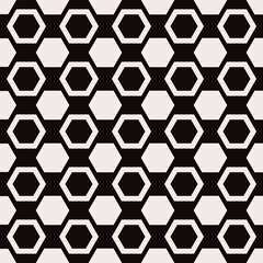 Obraz premium Hexagonal black white shapes pattern. Vector pattern black and white.