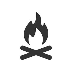 Campfire with firewood icon. Fire burn black symbol. Vector isolated on white