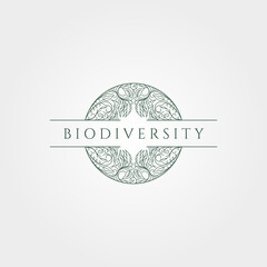 biodiversity nature line icon logo vector minimal illustration design