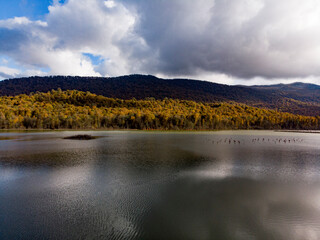 autumn landscape with lake , Sari , Iran