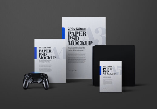 Console Mockup A3, A4, A5, Flyer Poster Game Controller