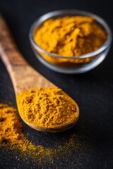 Indian turmeric powder. Turmeric spice. Ground turmeric