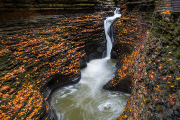 waterfalls of Gorge trails  in autumn of Letchworth state park, New York  © Jay