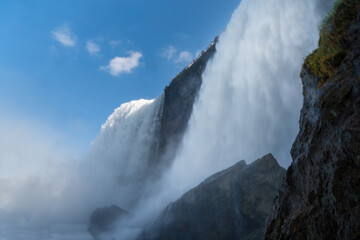 an upward view of the Niagara falls