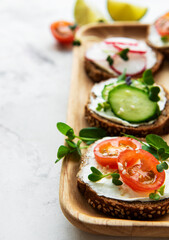 Sandwiches with healthy vegetables and micro greens
