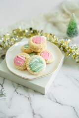 Pastel Pink and Blue Thumbprint Cookies