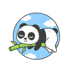 cute panda sleeping in a bamboo