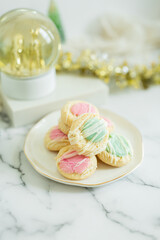 Pastel Pink and Blue Thumbprint Cookies