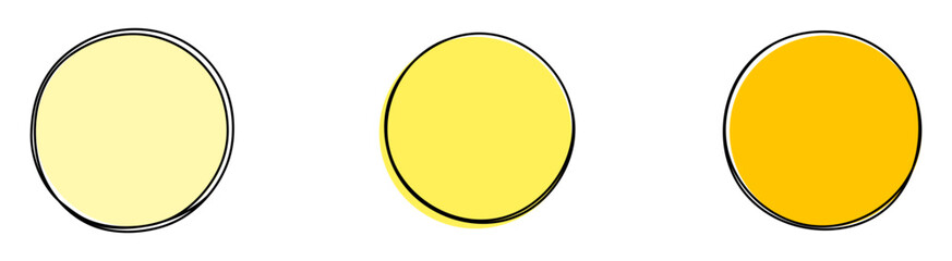 Set of round hand drawn doodle frames isolated on white background