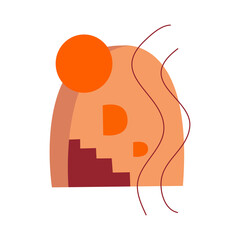 Abstract art arch and moon, stairs with steps painting background. Modern trendy art. Colorful boho vector illustration hand drawn isolated