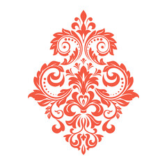 Damask graphic ornament. Floral design element. Pink vector pattern