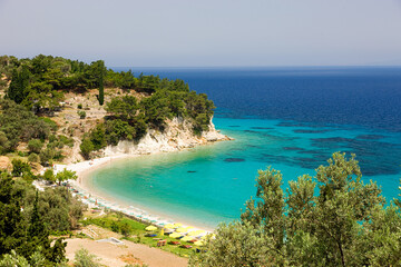 Obraz premium Limnionas beach, in Samos island, northern Aegean sea, Greece, Europe
