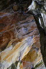 Rock colours in cave