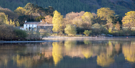 Fototapeta premium autumn landscape with lake