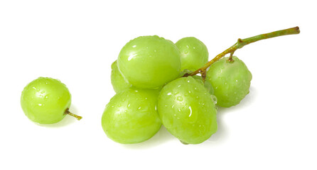 Ripe juicy sweet green grapes bunch isolated on white background